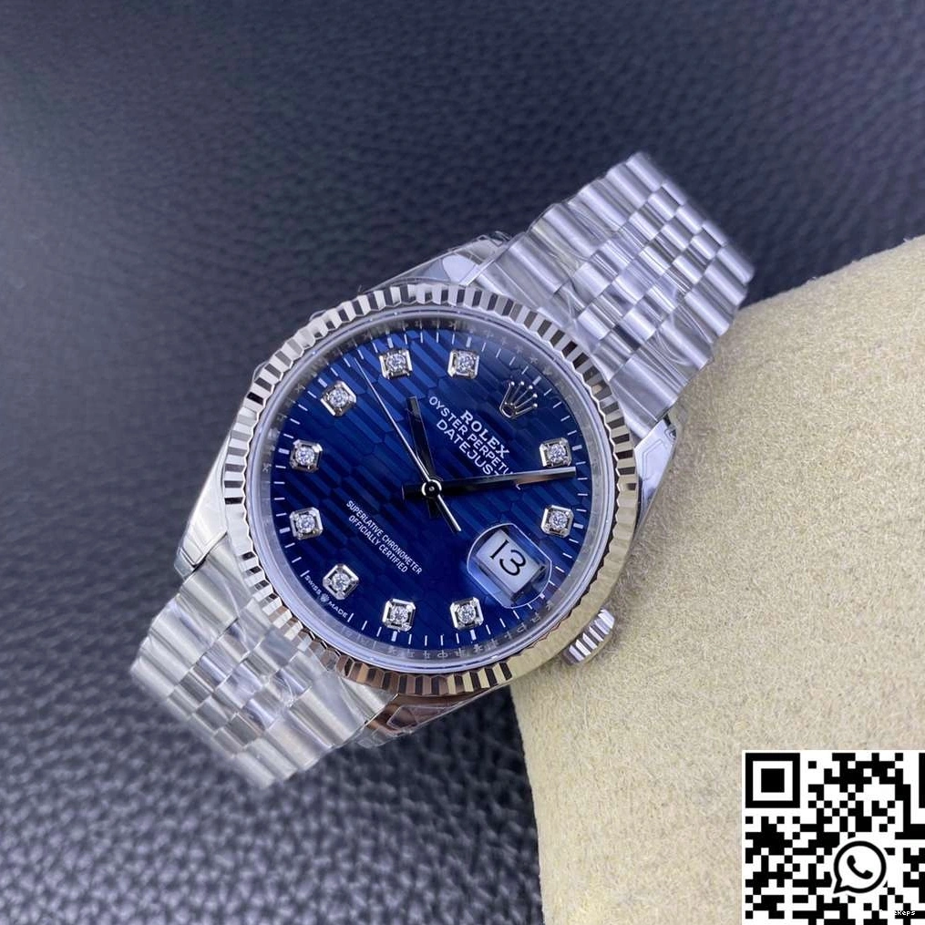 Clean Dial Factory Datejust Rolex Steel Motif Blue 36MM Diamond M126234 Stainless Hourmarker 0412